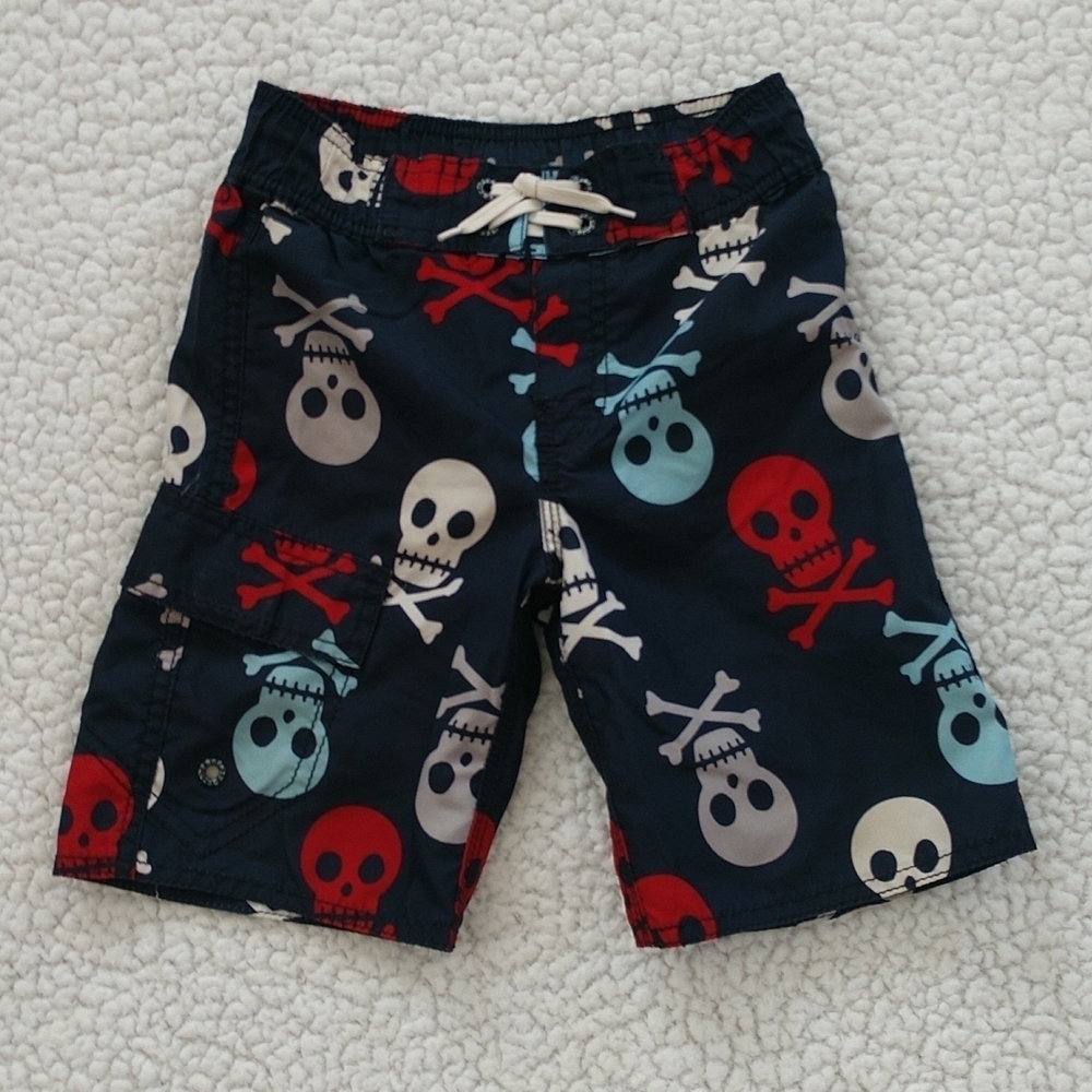 Crazy 8 Boys Skull & Crossbones Swim Trunks Size XS (4)
